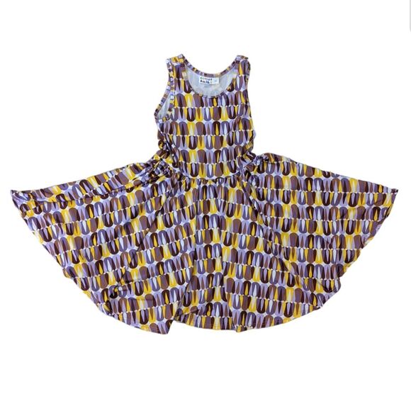 Dot Dot Smile sleeveless twirl dress purple yellow brown geometric tribal size 3 - Picture 1 of 5